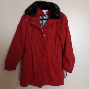 Vintage Westbound Mad Red Hooded Faux Fur Collar Jacket